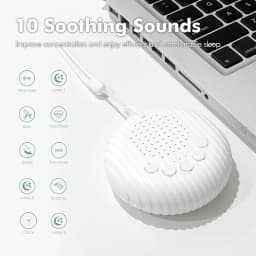 White Noise Sound Machine Portable Baby Sleep Machine 10 Soothing Sounds Volume Adjustable Built-in Rechargeable Battery USB