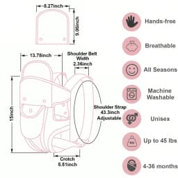 0-24 Months Baby Carrier with Adjustable Shoulder Strap Ergonomic Newborn Carrier with Breathable Mesh Fabric Carrier