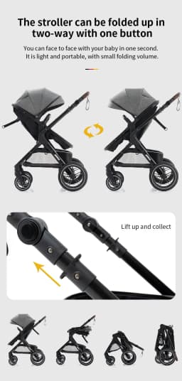Baby Stroller 3 in 1 Easy Folding Multifunctional Stroller Travel Portable Baby Carriage Safety Seat EU Standard Free Shipping