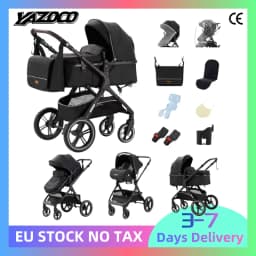 Baby Stroller, 3-in-1 Reversible Toddler Seat with Lie-Flat Mode, Foldable Infant Stroller,One Button Brake, Adjustable Handle