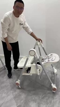 OWJHE 2-in-1 Baby High Chair & Rocker Convertible Feeding Chair W/Dual Trays & Cushions Foldable Sleep Seat for Newborn