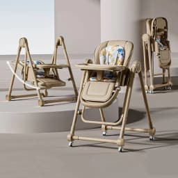 OWJHE 2-in-1 Baby High Chair & Rocker Convertible Feeding Chair W/Dual Trays & Cushions Foldable Sleep Seat for Newborn