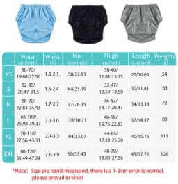 1pc Solid Color Waterproof iaper for Adults Washable Reusable Diaper Care Pants Leak-proof Pants Waterproof Eldly Diaper Cover