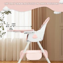 Baby High Chair 3 in 1, Foldable and Adjustable High Chair Babies with Removable Tray, Safety Belt, Footrest and Wheels