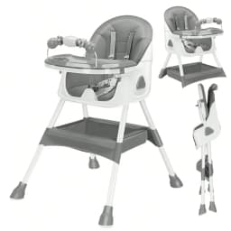 Baby High Chair 3 in 1, Foldable and Adjustable High Chair Babies with Removable Tray, Safety Belt, Footrest and Wheels