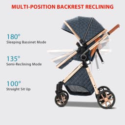 Luxury 3 in 1 Baby Pram, Stroller and Pushchair with Detachable Carrycot, Smooth Wheels and Multi-Angle Recline