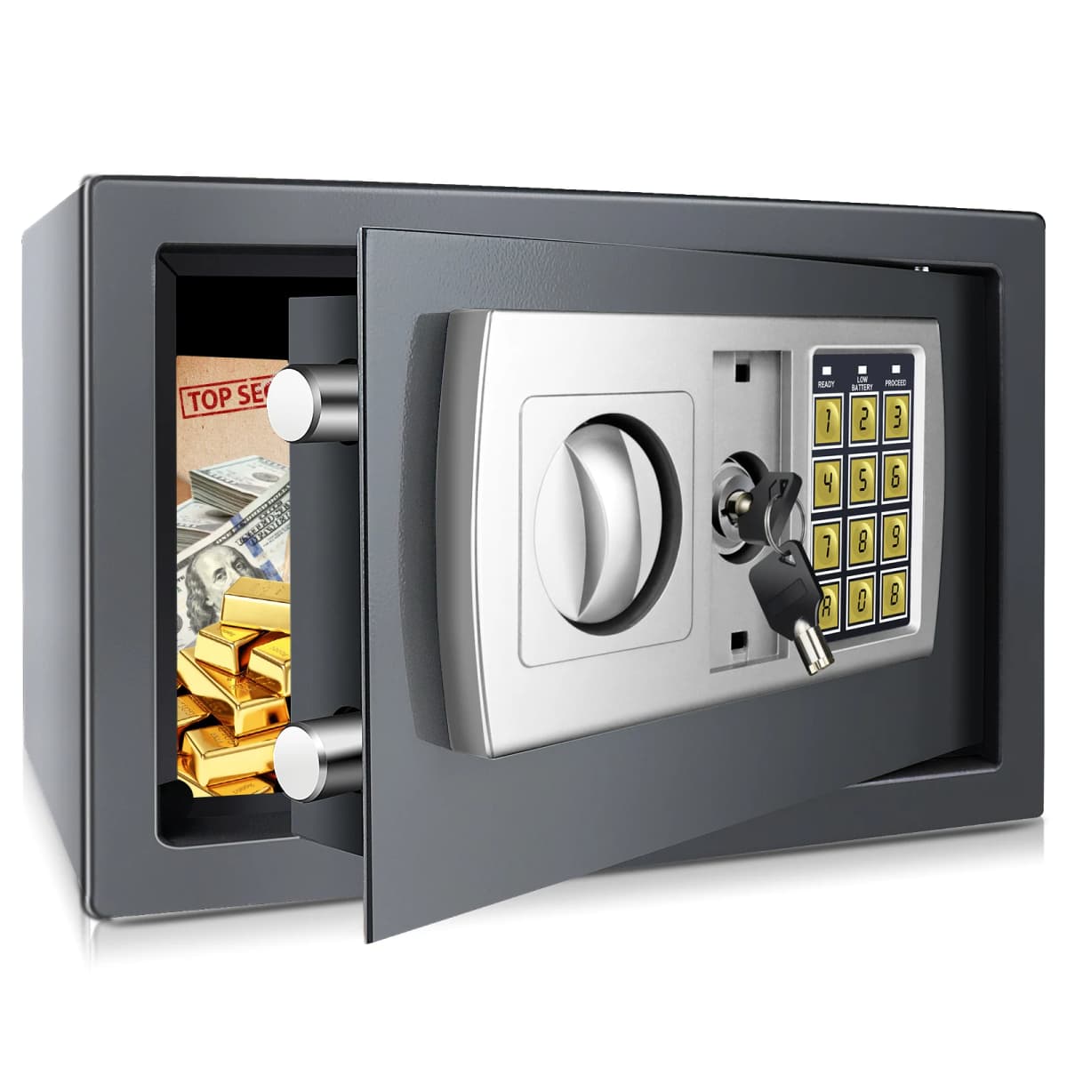 Home Storage Safe Security Box Chest Lock 8.5L Digit Security Case Handy Storage Secure Locking Safe Chest Safety Box,2 Keys