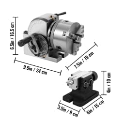 SucceBuy Dividing Head Precision Semi Universal BS-0 5" / 4" 3-Jaw Indexing Head Tailstock & Chuck for Drilling Milling Grinding
