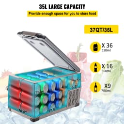 SucceBuy 35L Car Refrigerator Compressor Portable Small Refrigerator for Driving Travel Fishing Outdoor Home Use