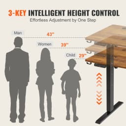 SucceBuy Electric Standing Desk Height Adjustable Standing Desk W/ Dual Protecting System High Load Capacity for Home Office