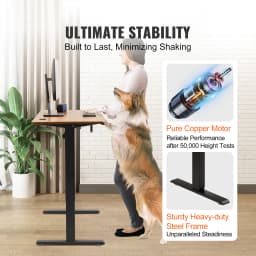 SucceBuy Electric Standing Desk Height Adjustable Standing Desk W/ Dual Protecting System High Load Capacity for Home Office