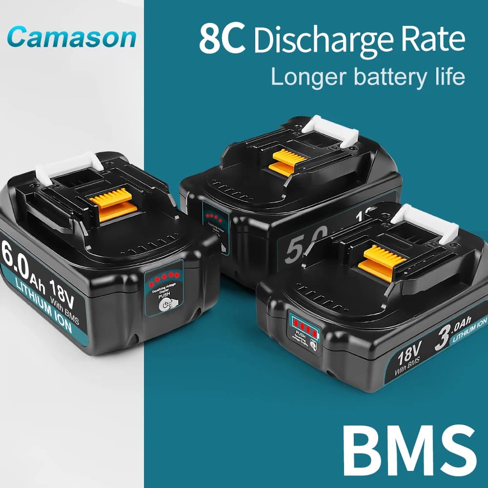 Camason 18V Battery For Makita Power Tools Replacement Accessories BL1860 BL1850 18 v Li-ion Rechargeable batteries Pack charger