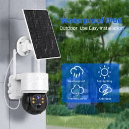 Hiseeu Wifi Camera With Solar Panels Outdoor 5X Zoom 1080P PTZ IP Camera PIR Motion Detection Audio Video Surveillance Camera