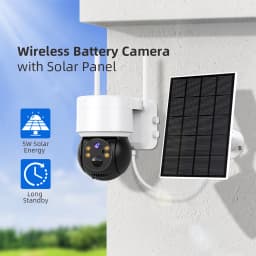 Hiseeu Wifi Camera With Solar Panels Outdoor 5X Zoom 1080P PTZ IP Camera PIR Motion Detection Audio Video Surveillance Camera