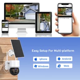 Hiseeu Wifi Camera With Solar Panels Outdoor 5X Zoom 1080P PTZ IP Camera PIR Motion Detection Audio Video Surveillance Camera