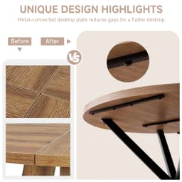 EGOONM Nordic Round Dining Table 100CM, MDF Tabletop Black Metal Legs Dinner Table for Dining Room Kitchen Home Furniture