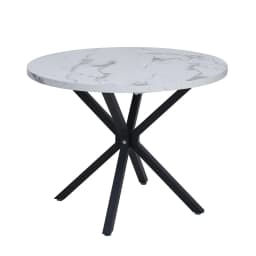 EGOONM Nordic Round Dining Table 100CM, MDF Tabletop Black Metal Legs Dinner Table for Dining Room Kitchen Home Furniture