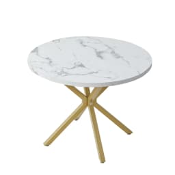 EGOONM Nordic Round Dining Table 100CM, MDF Tabletop Black Metal Legs Dinner Table for Dining Room Kitchen Home Furniture