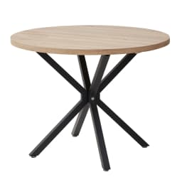 EGOONM Nordic Round Dining Table 100CM, MDF Tabletop Black Metal Legs Dinner Table for Dining Room Kitchen Home Furniture