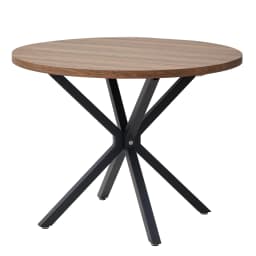 EGOONM Nordic Round Dining Table 100CM, MDF Tabletop Black Metal Legs Dinner Table for Dining Room Kitchen Home Furniture