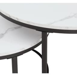 EGOONM White Marble Round Tea Desk End Table In Living Room Furniture Coffee Table Wooden Combination Home Metal Bracket