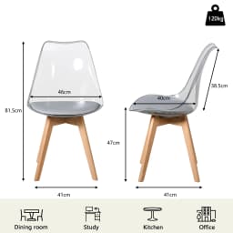 Set of 4 Transparent Dining Chair Wood Legs Modern Comfortable PU Chair for Kitchen Bedroom Living Room Home Kitchen Furniture