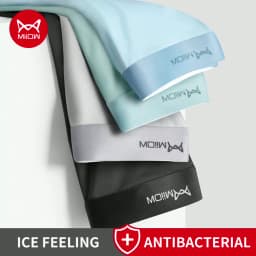 MiiOW 4Pcs Lot Men Boxer Shorts Graphene Antibacterial Ice Silk Underwear Man Boxershorts Seamless Breathable Male Panties L-5XL