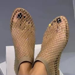 Luxury Brand Women's New Round Toe Flat Bottom Slippers Hollow Short Boots Water Diamond Sexy Flat Bottom Banquet Sandals