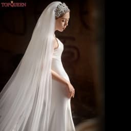 TOPQUEEN V30 Real Photos Long 3M Cathedral Bridal Veil White Ivory Wedding Tulle With Hair Comb for Women Marriage Banquet