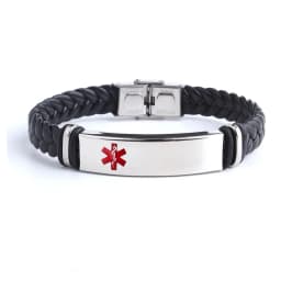 Punk SOS Custom Logo Name Engrave Text Leather Bangle & Bracelet Customize Stainless Steel Bracelets For Women Men ID Bracelet