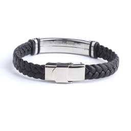 Punk SOS Custom Logo Name Engrave Text Leather Bangle & Bracelet Customize Stainless Steel Bracelets For Women Men ID Bracelet
