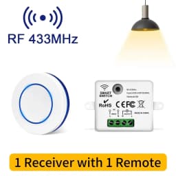 RF 433MHz Wireless 10A Relay Receiver Remote Control Light Switch 220V 110V Mini Round Button Wall Panel Switch For LED Lamp