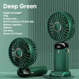 USB Handheld Mini Fan Foldable Portable Neck Hanging Fans 5 Speed USB Rechargeable Fan with Phone Stand and Display Screen