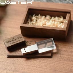 JASTER Crystal Wooden USB Flash Drive Pen Drive U Disk Memory Stick Pendrive 4GB 8GB 16GB 32GB 64GB Wedding Gift Thumb Drive