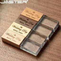 JASTER Crystal Wooden USB Flash Drive Pen Drive U Disk Memory Stick Pendrive 4GB 8GB 16GB 32GB 64GB Wedding Gift Thumb Drive