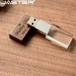 JASTER Crystal Wooden USB Flash Drive Pen Drive U Disk Memory Stick Pendrive 4GB 8GB 16GB 32GB 64GB Wedding Gift Thumb Drive