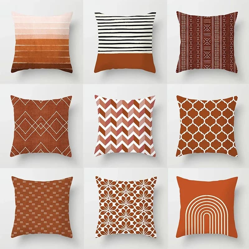 Brown Series Modern Simple INS Pillowcase Square Sofa Pillow Cover Striped Lattice Cushion 45*45cm