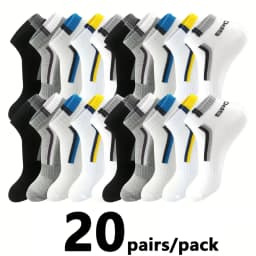 Men's Anti-Slip Boat Socks-5Pair Block Print Ankle Socks for Business & Sports, Breathable Sweat Resistant Anti-odor Comfortable