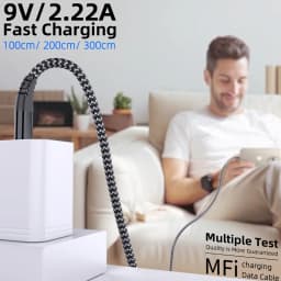 1PC 2PCS Type C to Lightning Fast Charging Data Cable MFI Certified 20W Nylon Braided Cable for iPhone14 14Pro 14Plus 13 12 11 X