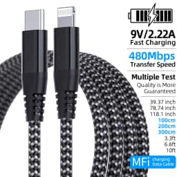 1PC 2PCS Type C to Lightning Fast Charging Data Cable MFI Certified 20W Nylon Braided Cable for iPhone14 14Pro 14Plus 13 12 11 X