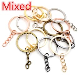 20 pcs/lot Key Ring Key Chain 6 Colors Plated 50mm Long Round Split Keychain Keyrings Wholesale