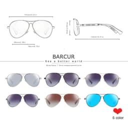 BARCUR Design Titanium Alloy Sunglasses Polarized Men's Sun Glasses Women Pilot Gradient Eyewear Mirror Shades Oculos De Sol