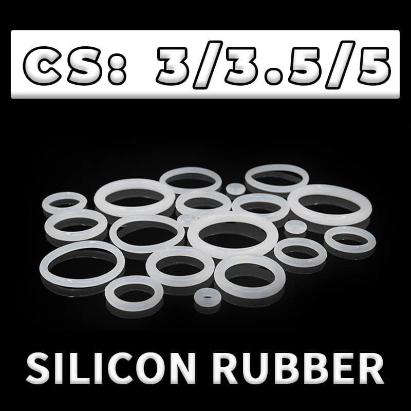 Thickness CS3/3.5/5mm White VMQ O-ring Cross Section Silicon Rubber Sealing Gasket Rubber Washer Wholesale in Specifications