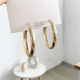 Minimalist Brand Hoop Circle Earring Woman 2022 New Vintage Gold Color korean Scrub Statement Big Earrings Accessories brincos