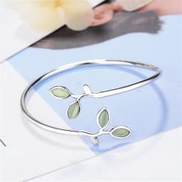 New Beautiful Sprout Exquisite Korean Style Fashion 925 Sterling Silver Jewelry Bracelets Literary Leaves Crystal Bangles SL028