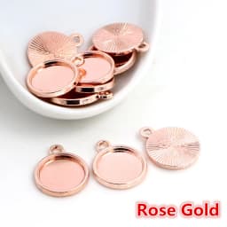 8mm 10 mm 12mm Inner Size Classic 7 Colors Plated One Sided Double Hanging Cabochon Base Setting Charms Pendant