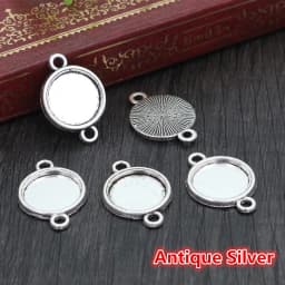 8mm 10 mm 12mm Inner Size Classic 7 Colors Plated One Sided Double Hanging Cabochon Base Setting Charms Pendant