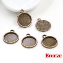 8mm 10 mm 12mm Inner Size Classic 7 Colors Plated One Sided Double Hanging Cabochon Base Setting Charms Pendant