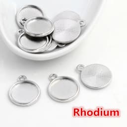 8mm 10 mm 12mm Inner Size Classic 7 Colors Plated One Sided Double Hanging Cabochon Base Setting Charms Pendant