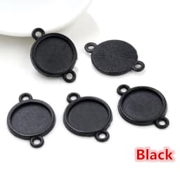 8mm 10 mm 12mm Inner Size Classic 7 Colors Plated One Sided Double Hanging Cabochon Base Setting Charms Pendant